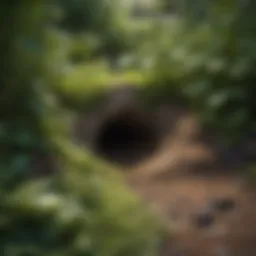 Greenery surrounding a vole hole