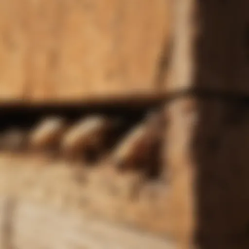 Close-up of termite damage in wooden structure