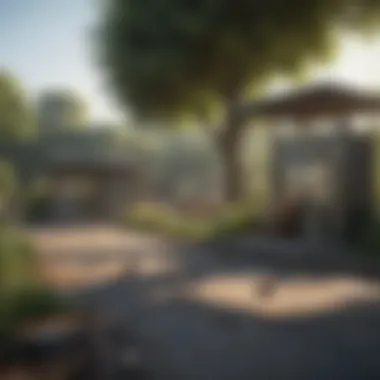 Strategic Placement of Rat Poison Stations A tranquil outdoor space with strategically placed rat poison stations.