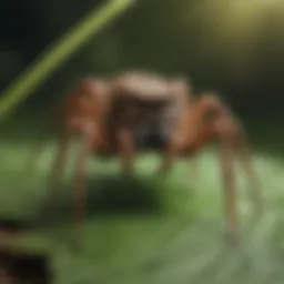Wolf spider crawling on a leaf