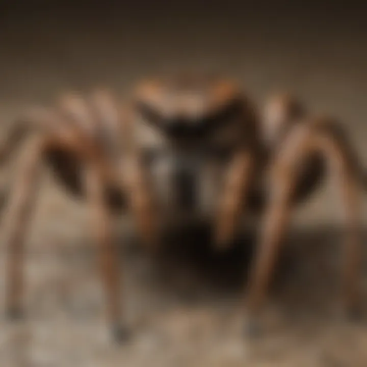 Distinctive Markings of a Wolf Spider Close-up of a wolf spider with unique markings