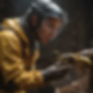 Professional Wasp Exterminator at Work Professional Wasp Exterminator at Work