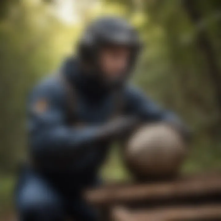 Professional exterminator removing a wasp nest