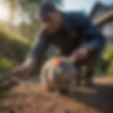 Professional rat exterminator at work