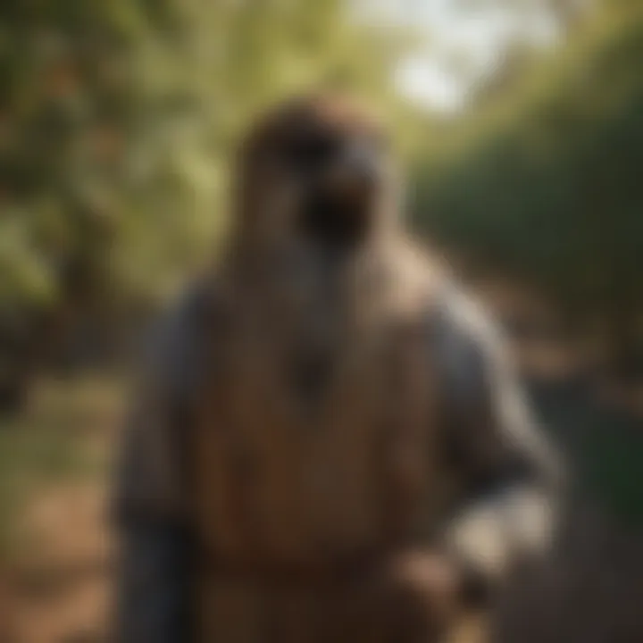 Sparrow scarecrow in orchard Sparrow scarecrow in orchard