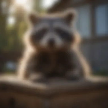 Raccoon caught in humane trap