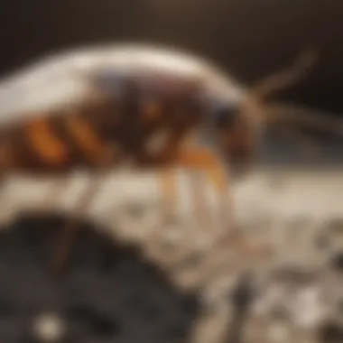 Flea Elimination in Action Close-up of fleas being eliminated from the yard