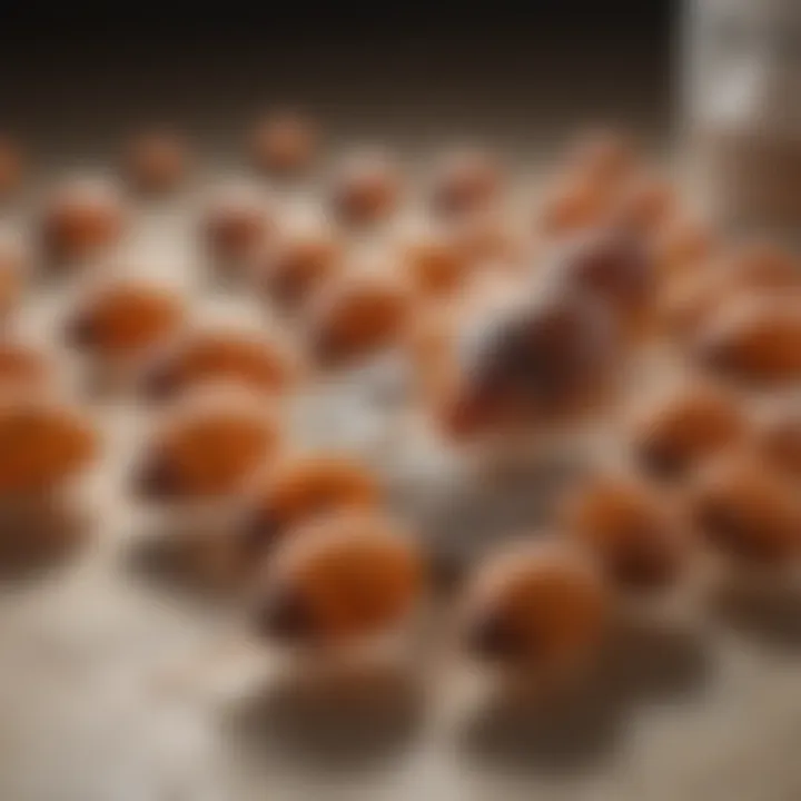 Exposure of Bed Bug Eggs to Treatment Illustration depicting bed bug eggs being exposed to effective treatment