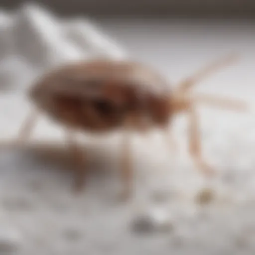 Bed bug crawling on white powder