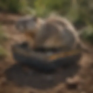 Close-up of poison bait trap for groundhog