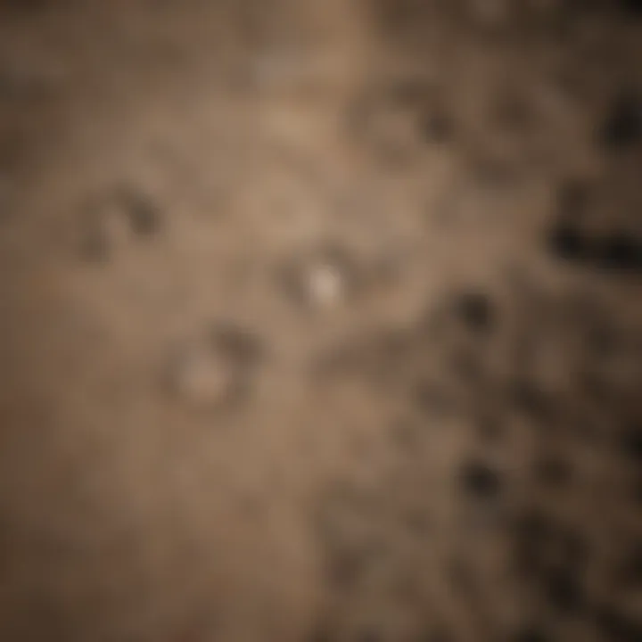 Raccoon paw prints on muddy ground in backyard