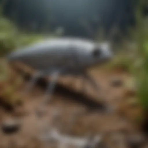 Enigmatic silverfish exploring its habitat