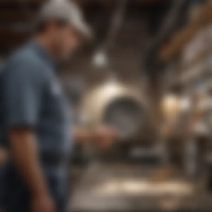 Illustration of a business owner inspecting a commercial property for pests