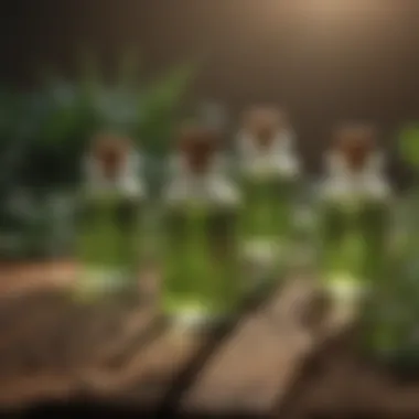 Essential oils in glass bottles with dropper lids