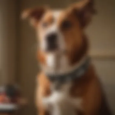 Pet owner observing pet with collar