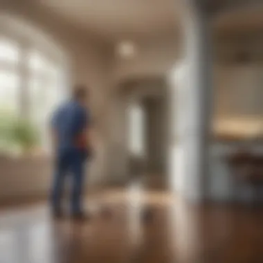 Thorough Home Inspection Top-tier exterminator inspecting home for potential pest entry points