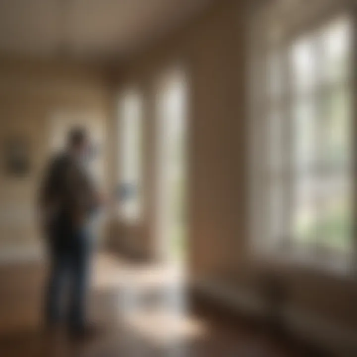 Pest control technician inspecting a residential property for infestations.