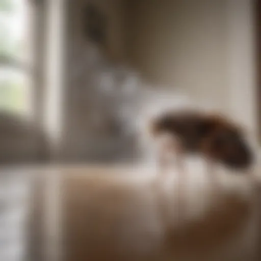 Roach fogger releasing mist into a room