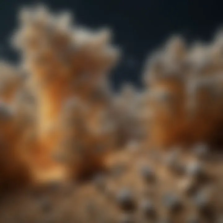 Microscopic image of delta dust particles highlighting their unique composition.