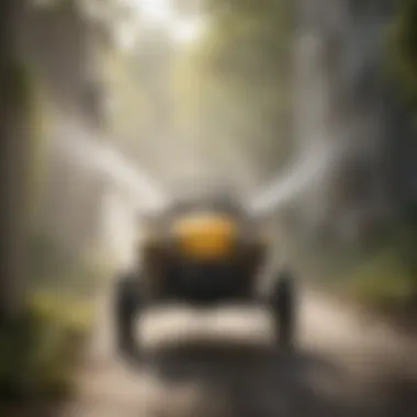 Close-up of outdoor fogger releasing pest control solution