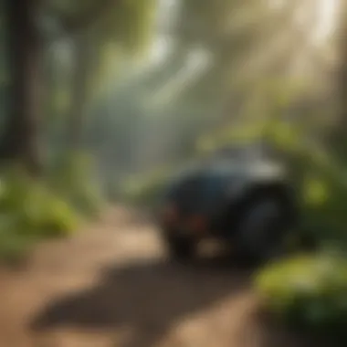 Outdoor fogger in lush garden environment