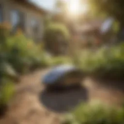Illustration of a solar powered mouse repeller in a garden setting.