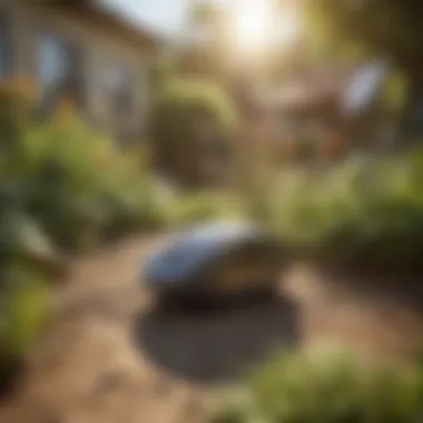 Illustration of a solar powered mouse repeller in a garden setting.