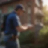 Pest control technician inspecting a property