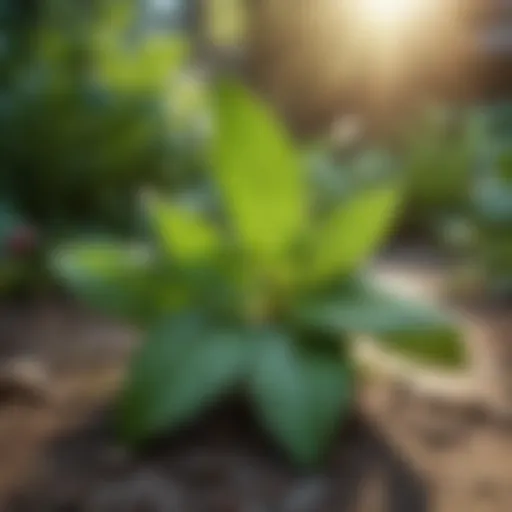 Aromatic peppermint leaves in a garden