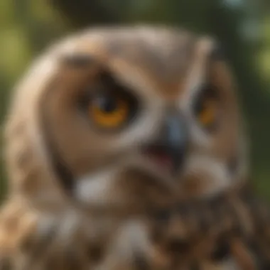 Close-up of owl's keen eyes focused intently