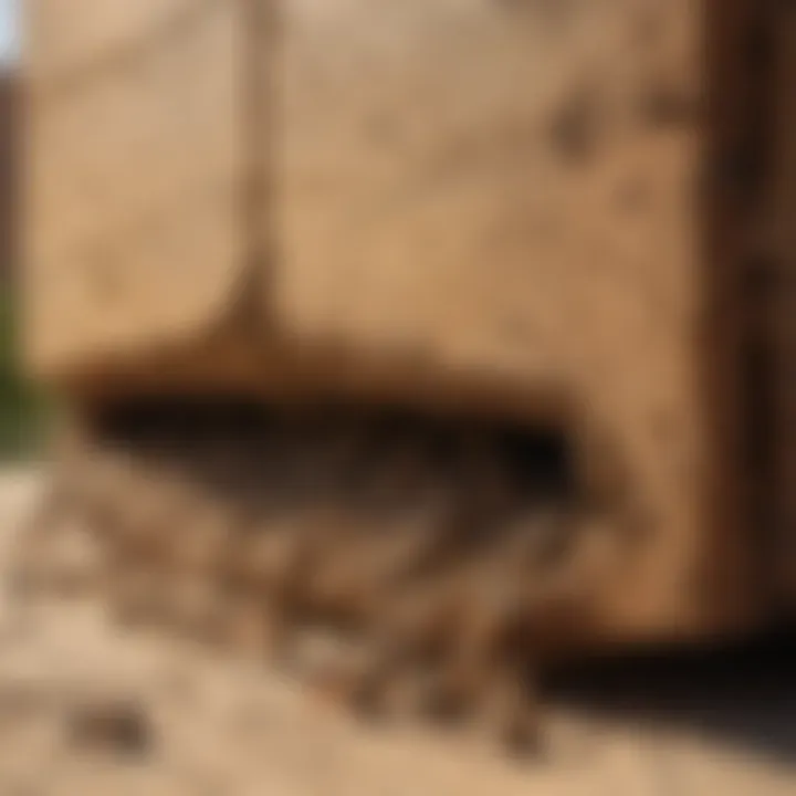 Illustration showcasing the destruction caused by termites to wooden structures