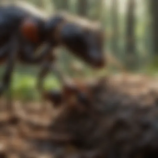 Ants foraging for food in Florida forest