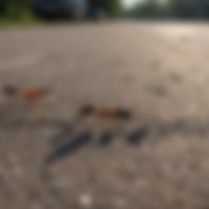 Close-up of Florida pavement ants communicating