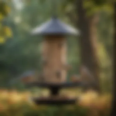 Different types of bird species visiting a feeder