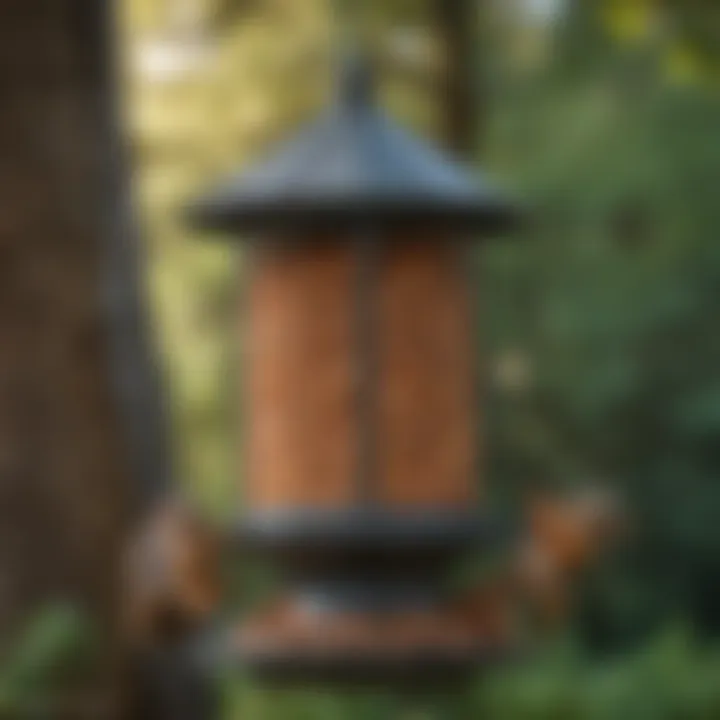 Squirrel-proof bird feeder design showcasing intricate features