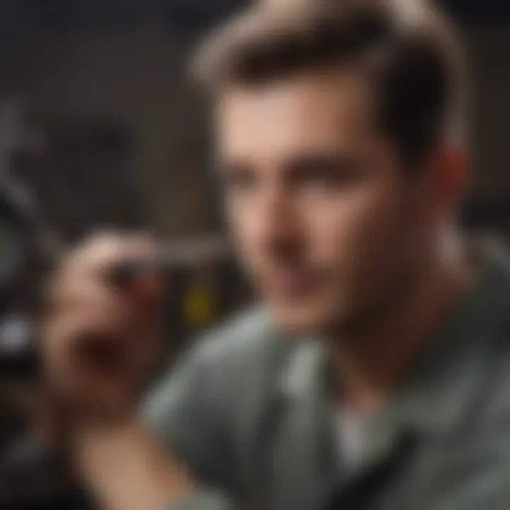 A professional inspecting quality of pest control tools