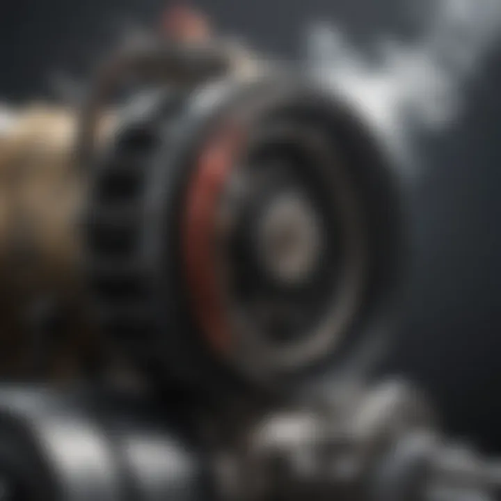 Close-up of mist blower components
