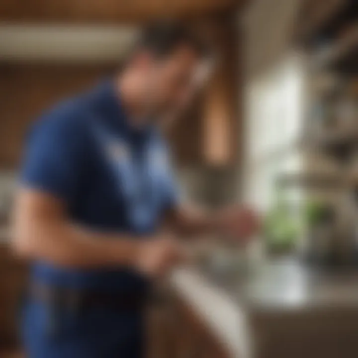 Exterminator Inspecting Home for Pests in Bastrop TX