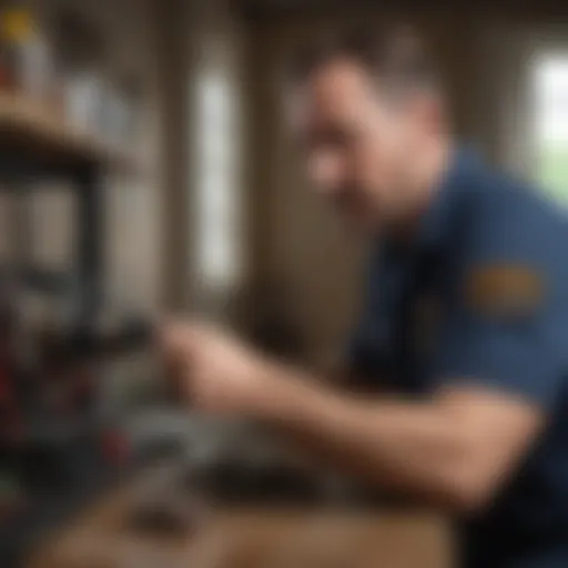 Exterminator inspecting for pests in Nyack NY