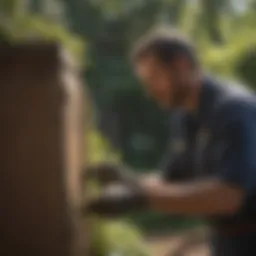 Exterminator inspecting for pests in Garner, NC