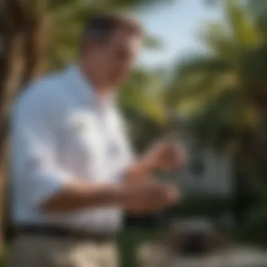 Palm Harbor Exterminator Inspection Exterminator inspecting for pests in Palm Harbor