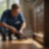 Inspecting for Pests in Trumbull Exterminator inspecting for pests in Trumbull CT