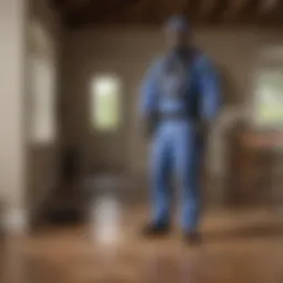 Exterminator in protective gear inspecting a residential property in Wylie, TX
