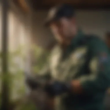 A licensed exterminator applying eco-friendly pest control methods