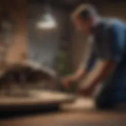 Exterminator conducting a thorough inspection