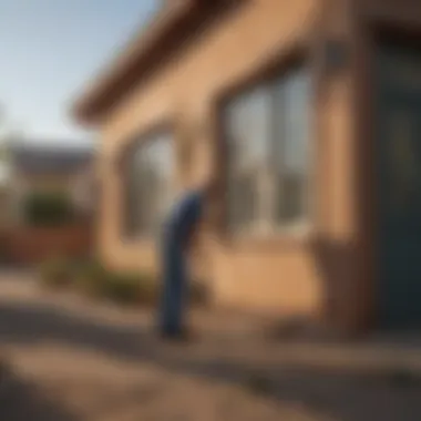 Detailed Property Inspection by Exterminators Exterminator conducting thorough property inspection