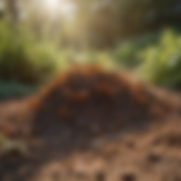 Identifying Fire Ant Mounds in Gardens Landscape showing a fire ant mound in a garden