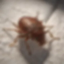 Close-up of a bed bug on a mattress seam