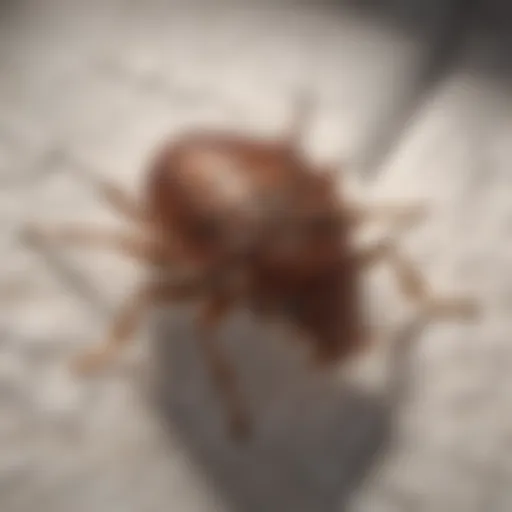 Close-up of a bed bug on a mattress seam