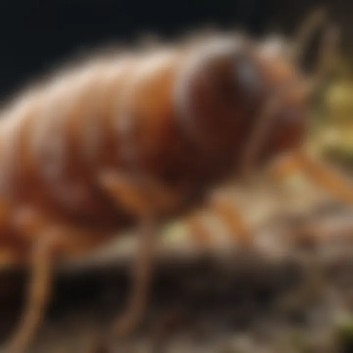 Close-Up of Flea Larvae Close-up illustration of flea larvae in their natural habitat